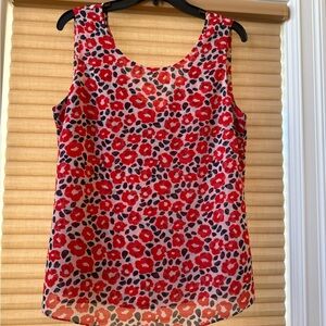 CAbi Red and Black Floral Tank Top